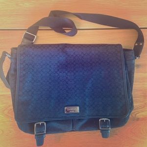 Coach Messenger Bag Black Fabric/Leather Trim